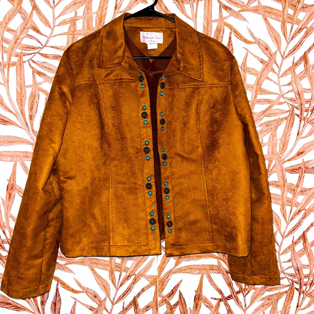 Women's Faux Suede Button-Up Jacket